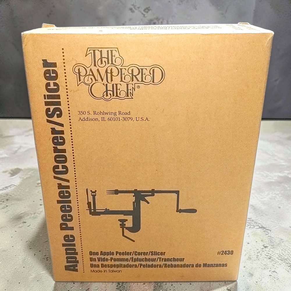 VTG 90s Pampered Chef Apple Peeler Corer Slicer #2430 Hand Crank Counter Clamp